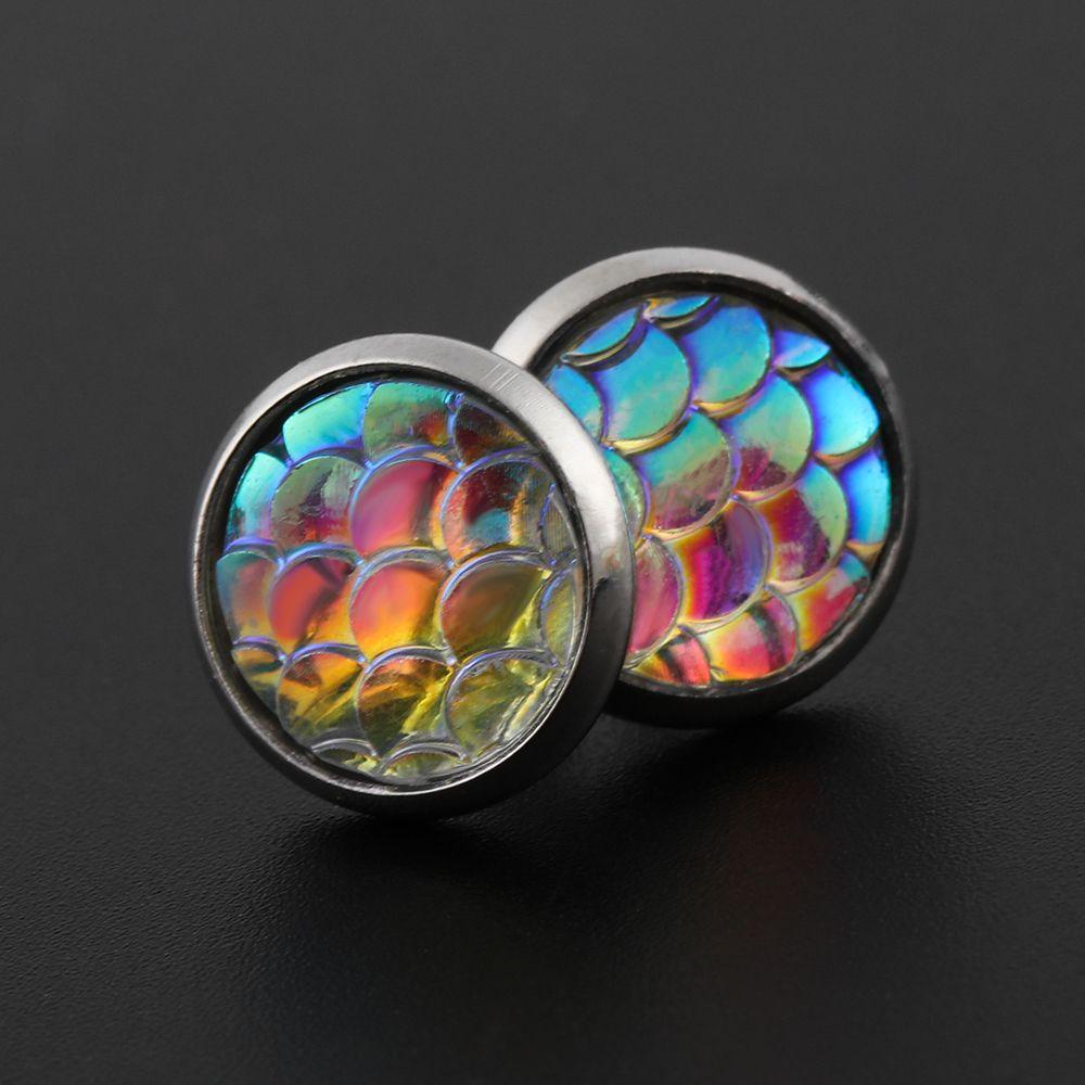 Bộ 6 Đôi Khuyên Tai Họa Tiết Vảy Cá Dành Cho Tiệc Tùng|Vòng Đệm Tròn 12mm 12mm Chất Lượng Cao