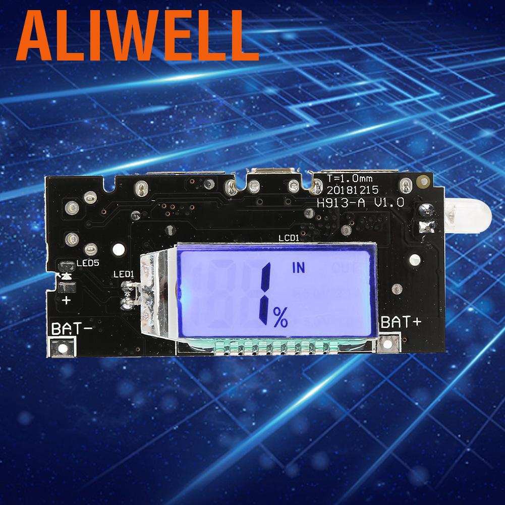 Aliwell Dual USB 5V 1A/2.1A LCD Power Bank 18650 Lithium Battery Charger DIY Module