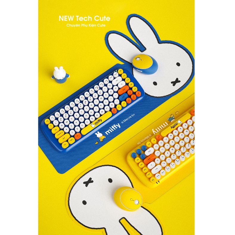 Bàn Phím, Combo bàn phím và chuột không dây Miffy 2.4G chính hãng | Chị em xếp hàng mua bằng được phiên bản Cute