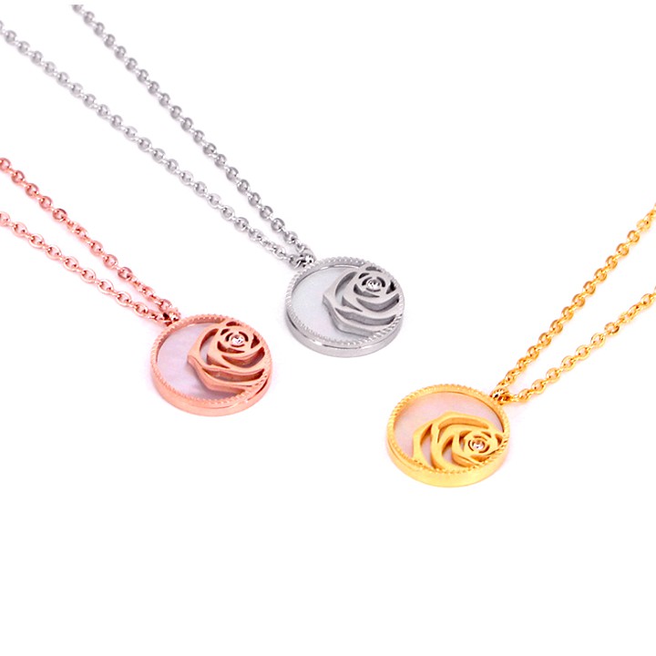 Dây chuyền nữ titan có mặt hình hoa hồng siêu cute, bền màu, chuẩn thời trang