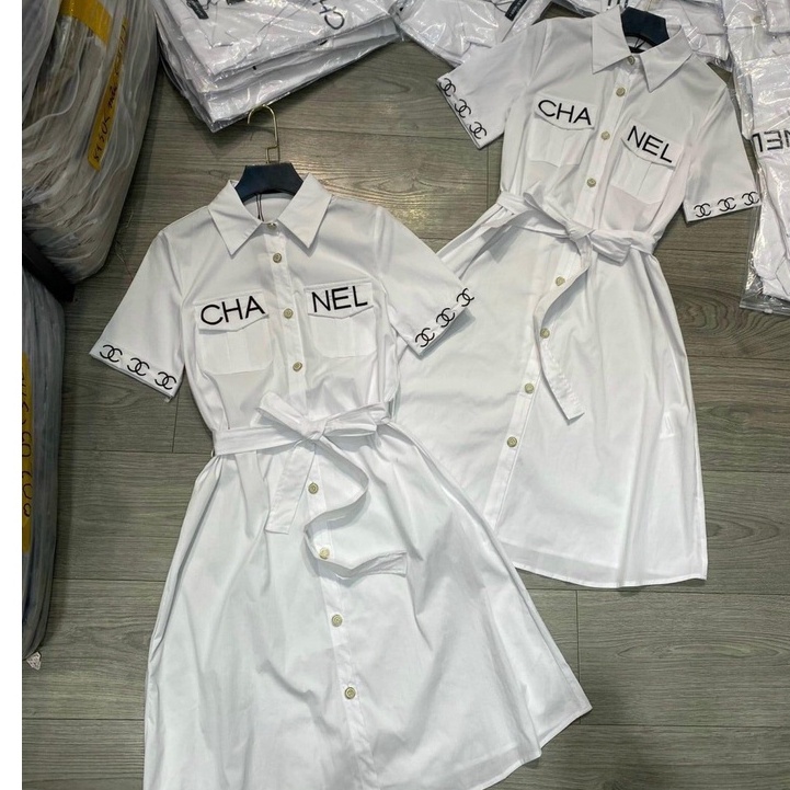 VÁY SƠ MI DÁNG DÀI EO C HA NEL - ảnh, video thật mẫu