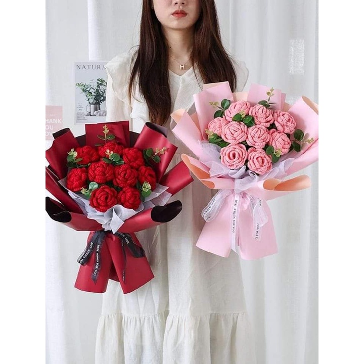 Hoa Hồng bằng len handmade làm quà tặng/sinh nhật