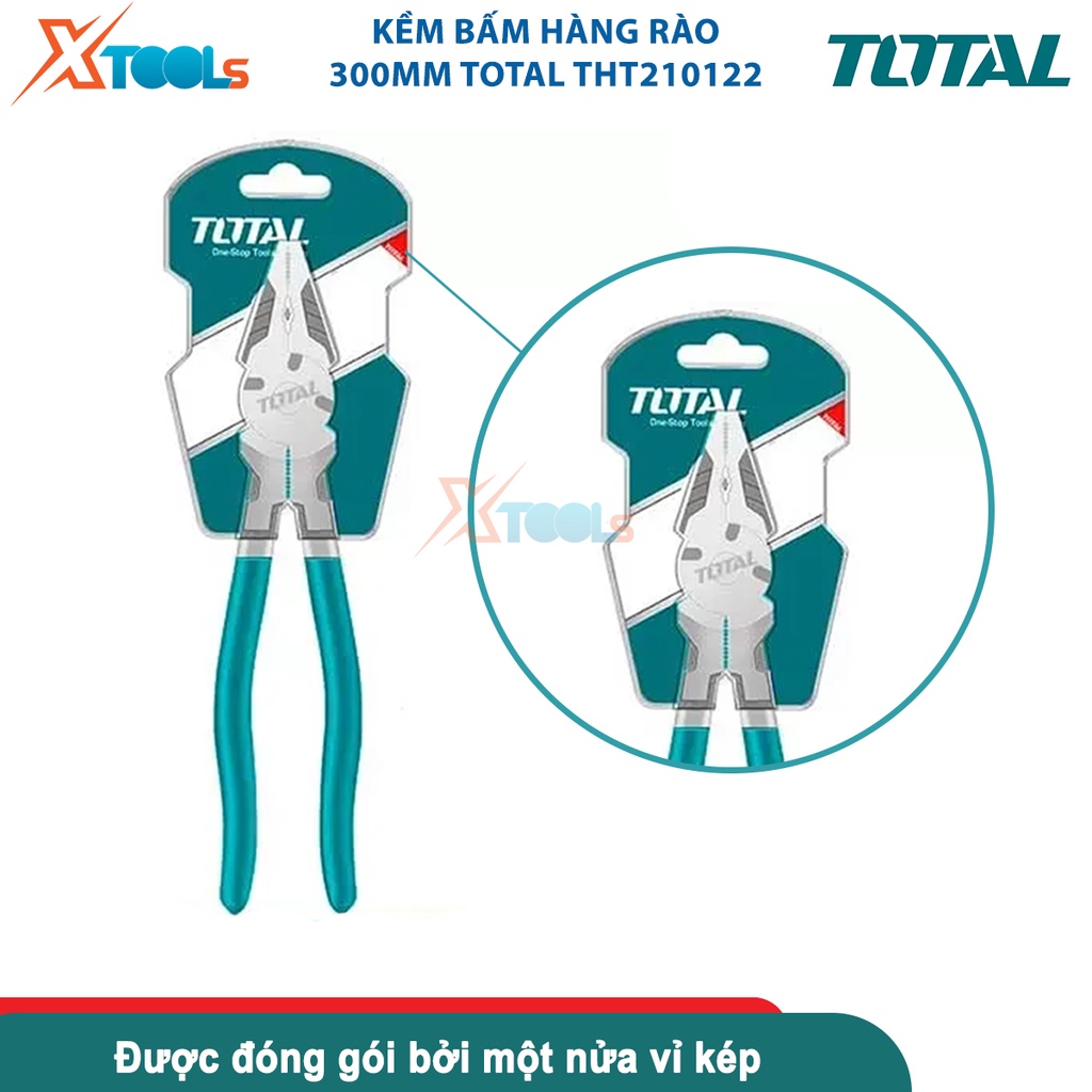 Kềm bấm hàng rào 300mm Total THT210122, đầu kềm được đánh bóng và mạ đen, tay cầm bọc cao su êm tay- CHÍNH HÃNG- XTOOLS