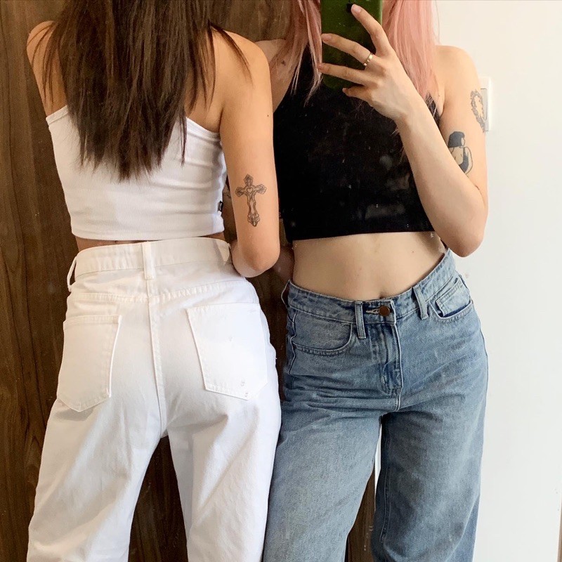 QUẦN JEANS RỘNG ỐNG THỤNG VỪA MÀU XANH BẠC NHẸ MERCIDENIM