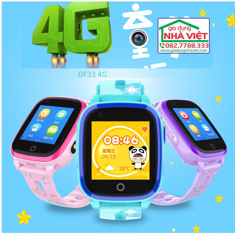 Đồng hồ định vị GPS WiFi 4G có video call SmartKID DF33 chống nước IP67