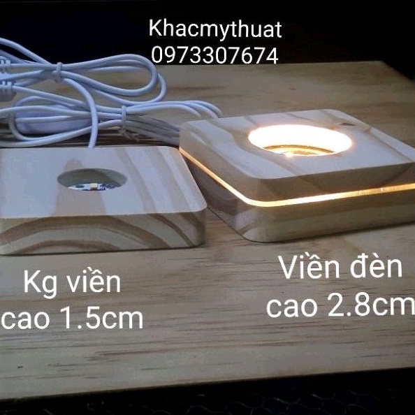 Đế led gỗ vuông