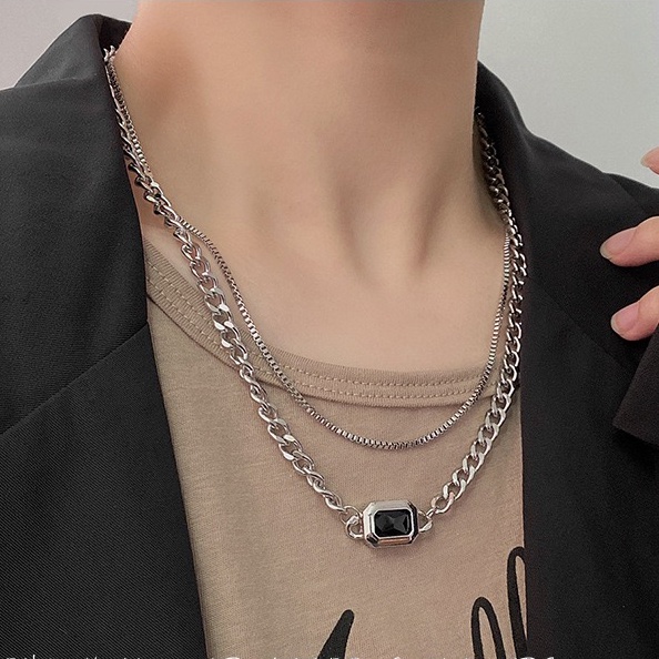 Vòng Cổ Dây Chuyền Unisex Cuba Black Thời Trang Basic Merin Accessories Màu Bạc Chất Liệu Inox Cao Cấp Không Gỉ- Cuba