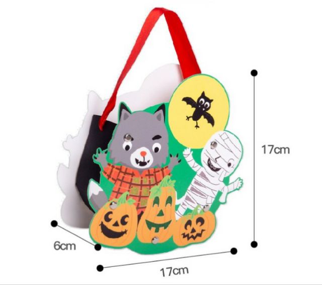 ĐÈN LỒNG HALLOWEEN HÌNH GIỎ XÁCH + ĐÈN NHÁY 7 MÀU