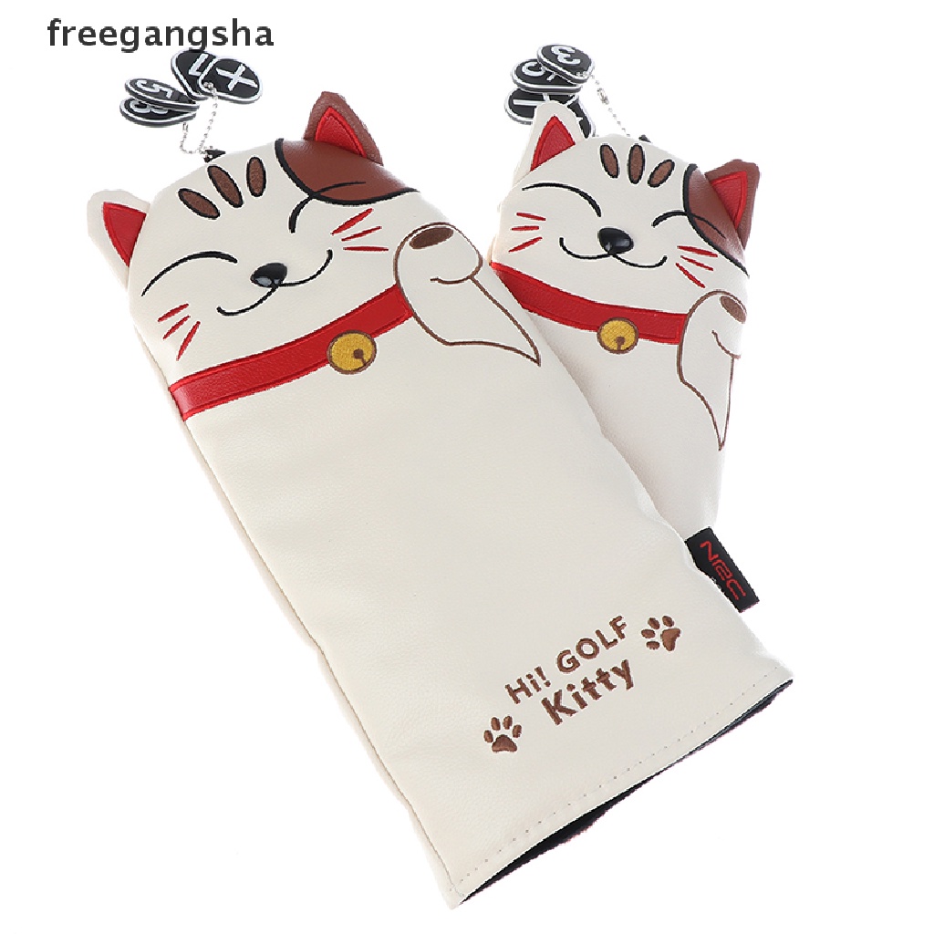 [FREG] Golf club Head Covers Headcover Driver Fairway Wood Hybrid Covers Lucky Kitty FDH