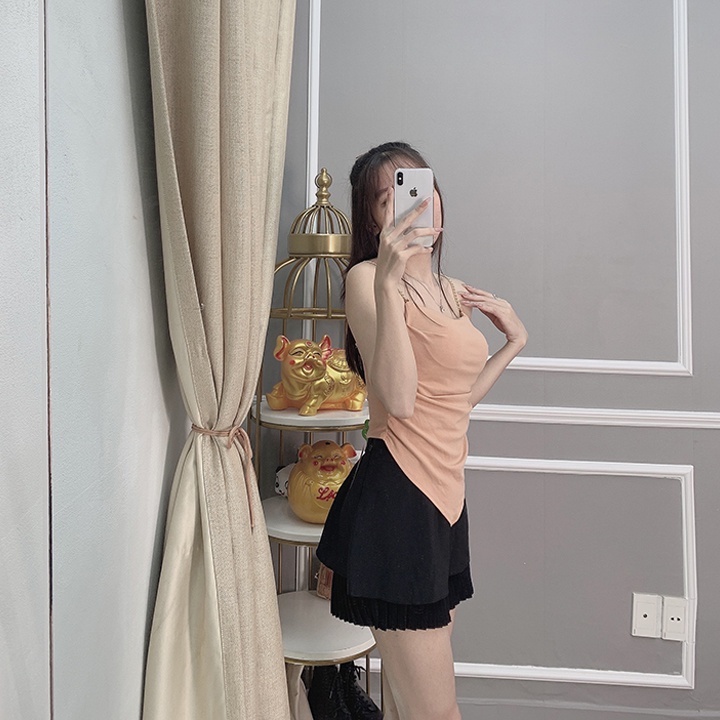 Chân váy ngắn xòe xếp ly 2 tầng màu đen đi chơi