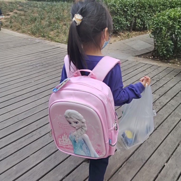 ♛Bộ Ba Lô Đi Học Chống Thấm Nước In Hình Công Chúa Elsa Dành Cho Bé Gái
