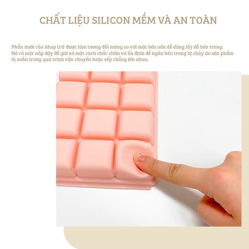 Khay trữ đông đồ ăn dặm silicon TGM Hàn Quốc có nắp cho bé