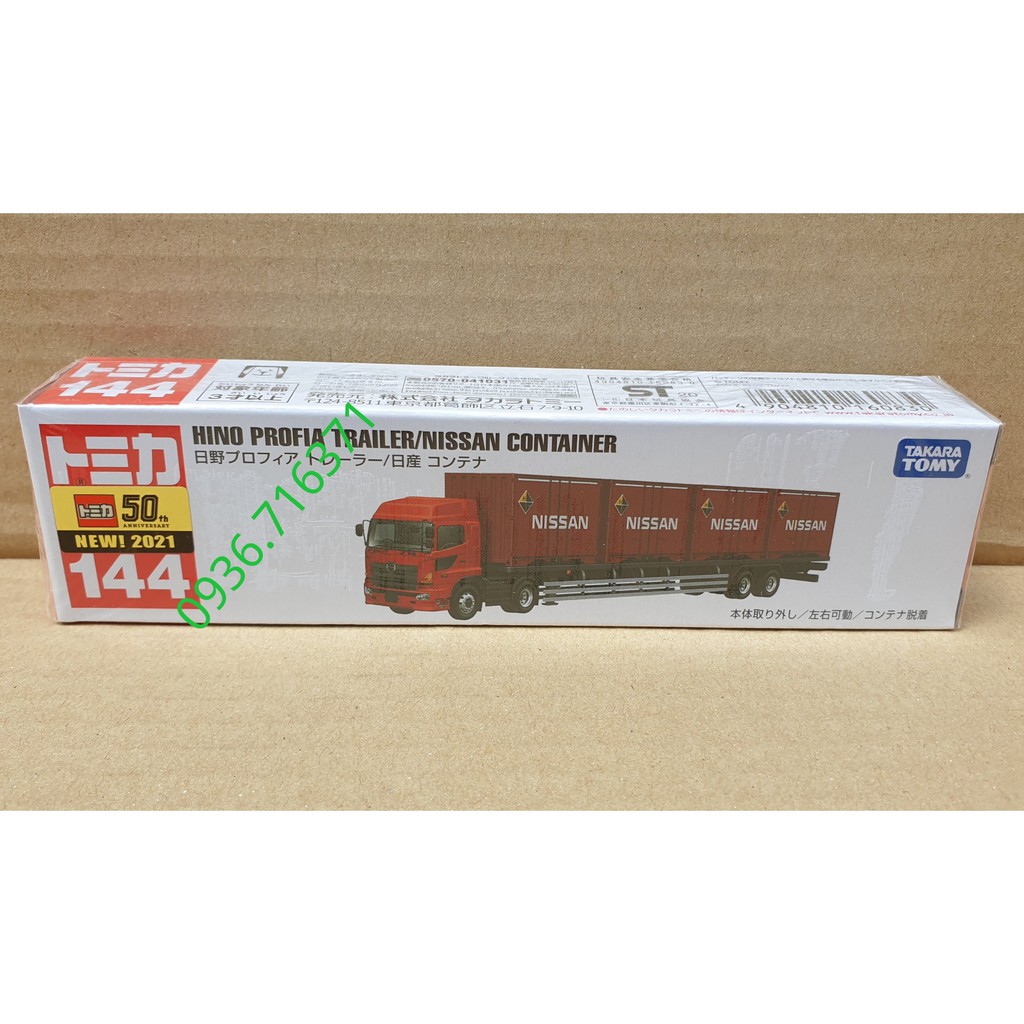 Mô hình xe tải chở hàng  to mica Nhật Bản Hino Profia Trailer Nissan CONTAINER No144