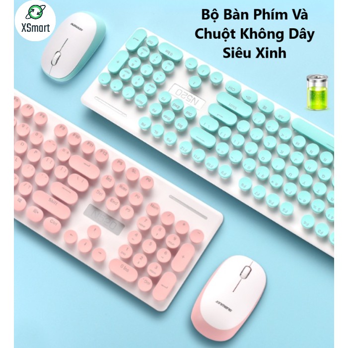 Bộ Chuột và Bàn Phím Không Dây Siêu Đẹp N520 Mẫu Cao Cấp Màu Cực Đẹp, Phím Siêu Êm | BigBuy360 - bigbuy360.vn