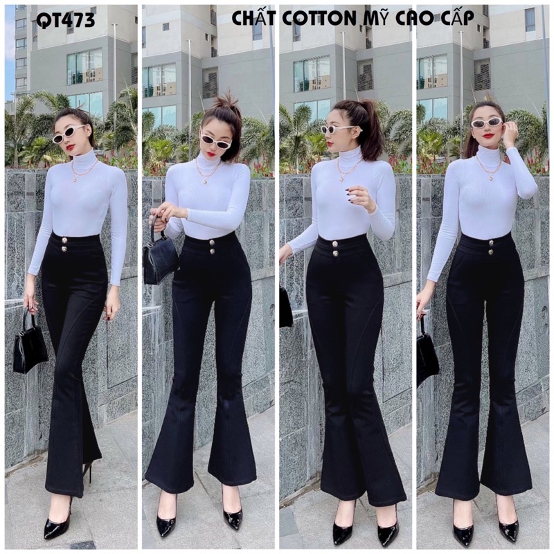 Quần tây nữ lưng cao vải co giãn siêu tôn dáng