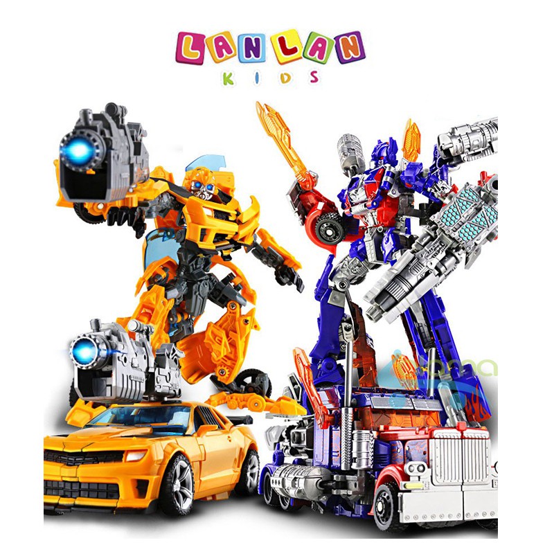 Đồ chơi robot biến hình xe tải Optimus và xe đua BumbleBee Transformers