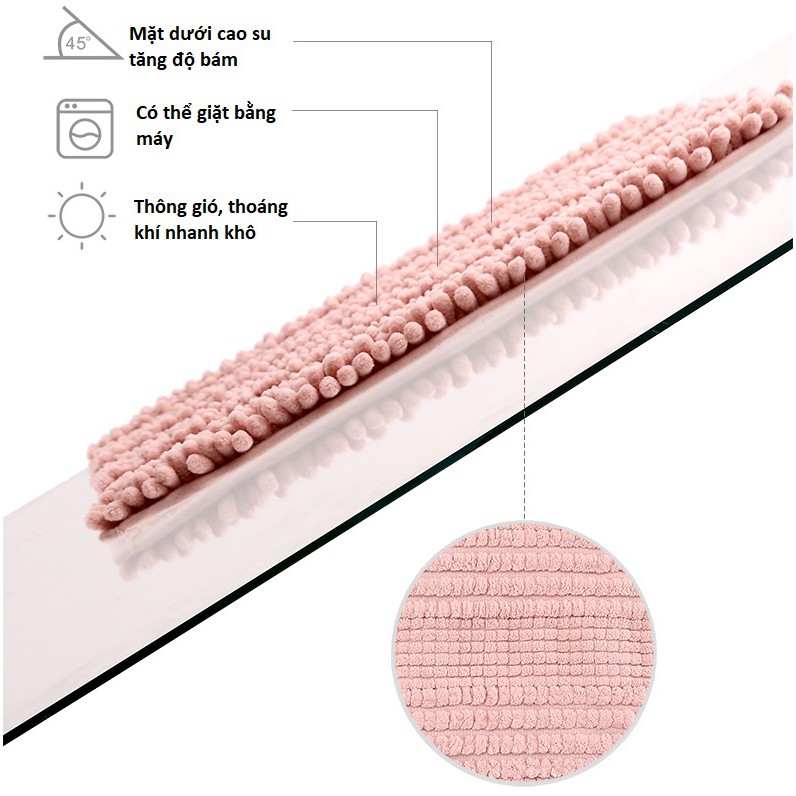 Thảm lau chân thấm nước cực nhanh, nhanh khô, thảm chân nhà tắm, thảm chống trượt