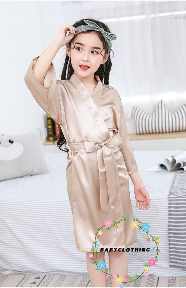 Áo Choàng Tắm Kiểu Kimono Bằng Lụa Satin Cho Bé Gái