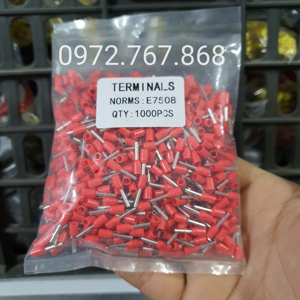 1000 đầu cos pin rỗng E7508 dùng cho dây 0.75