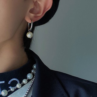1 Bông Tai Đính Ngọc Trai Đơn Giản Phong Cách Hip hop Đường Phố Cho Nam Và Nữ