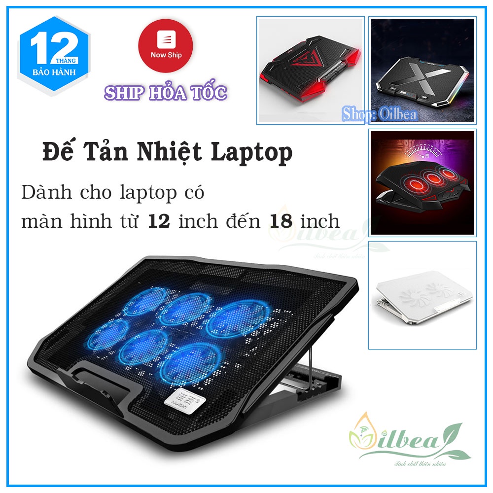 Đế Tản Nhiệt Laptop Cao Cấp Nuoxi Quạt Mạnh Chạy Êm Tích Hợp Thêm Cổng USB