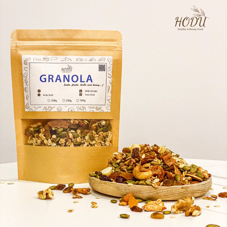 Granola siêu hạt &amp; quả, ngũ cốc giảm cân tự nhiên 500g | HODU - Thế giới đồ ăn healthy - Đồ ăn kiêng Hà Nội