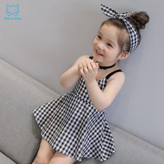 Đầm Sát Nách Kẻ Ca Rô Cho Bé