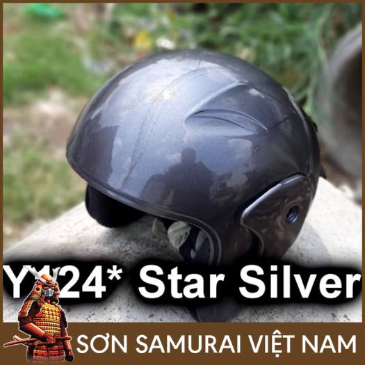 Sơn Samurai màu bạc lấp lánh Y124  chính hãng, sơn xịt dàn áo xe máy chịu nhiệt, chống nứt nẻ, kháng xăng