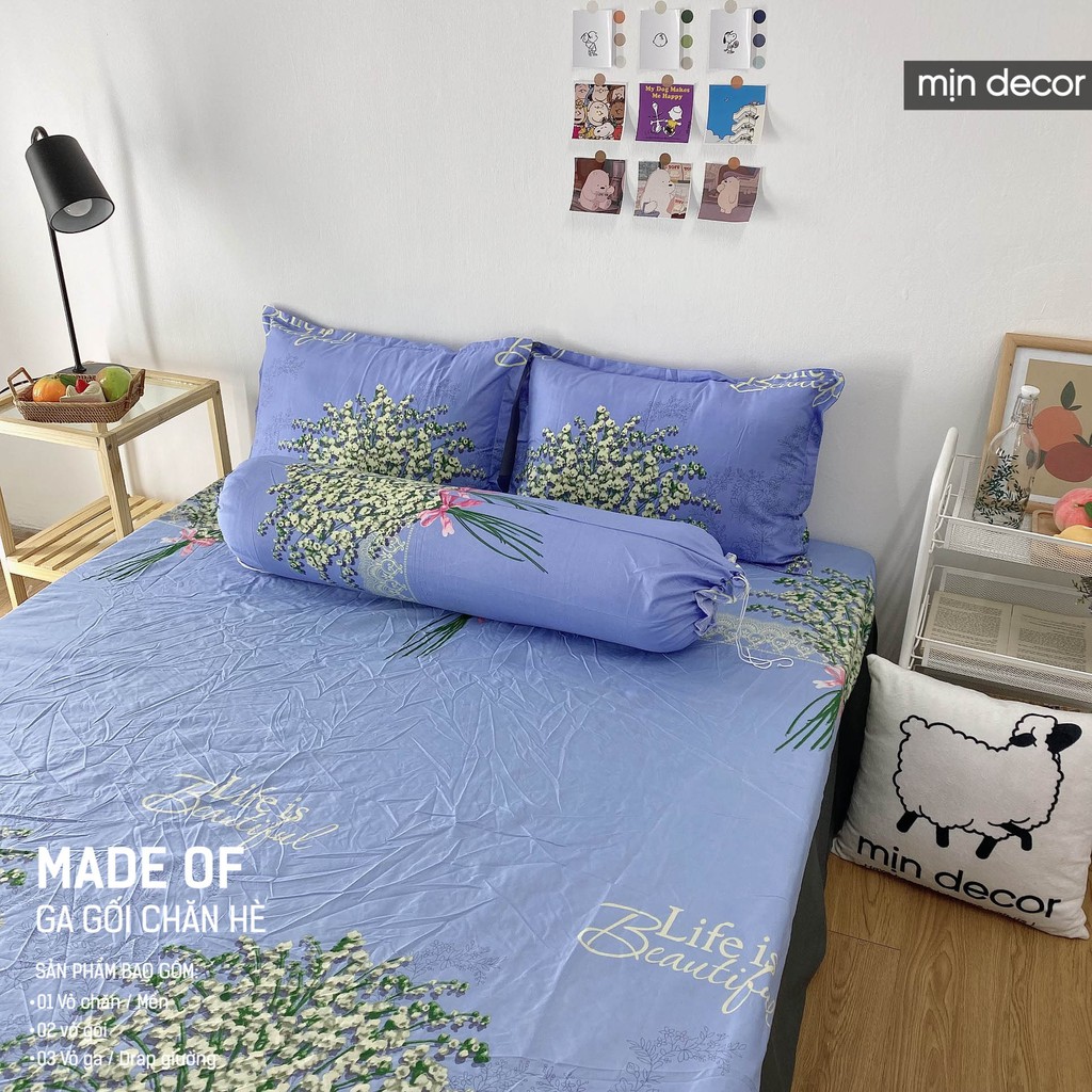 [Mẫu Mới 2021] Bộ Ga Giường Cotton 3D Mịn Decor - Drap Giường + 2 Vỏ Gối In 3D Mềm Mịn Miễn Phí Bo Chun