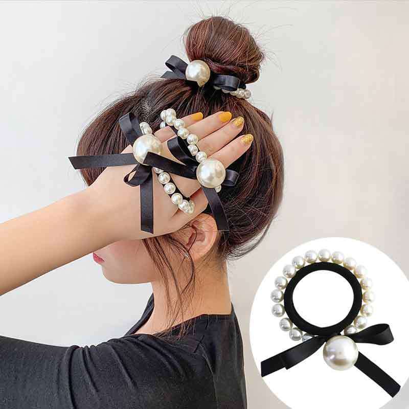 Dây buộc tóc đính ngọc trai xinh xắn cho nữ