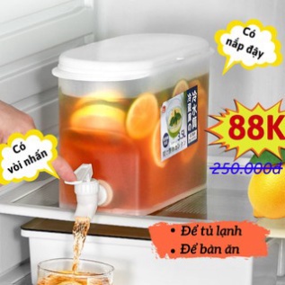 Bình Nước 3.5L Có Vòi Để Tủ Lạnh Cao Cấp, Đựng Nước Trà, Nước Trái Cây Tiện Lợi Đa Năng Ngăn Nắp