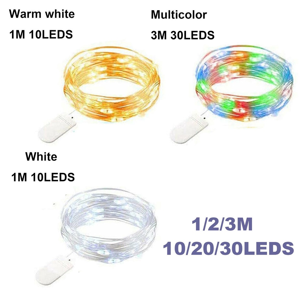 Dây đèn LED 10/ 20/ 30 bóng bằng đồng tùy chọn màu sắc dùng trang trí tiệc