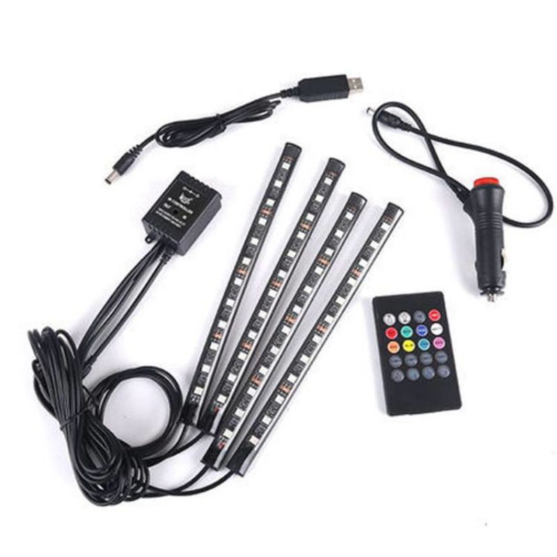 Đèn Led gắn Gầm Ghế Ô Tô, xe hơi Đầu Tẩu  loại 12 Led có Remote từ xa, cảm ứng âm thanh nhấp nháy theo nhạc