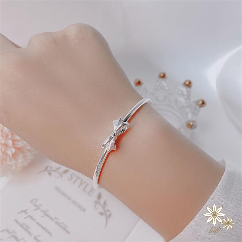 Vòng Đeo Tay Bạc Đính Nơ Ngọt Ngào Dễ Thương Làm Quà Tặng Cho Bạn Gái/ Bạn Gái