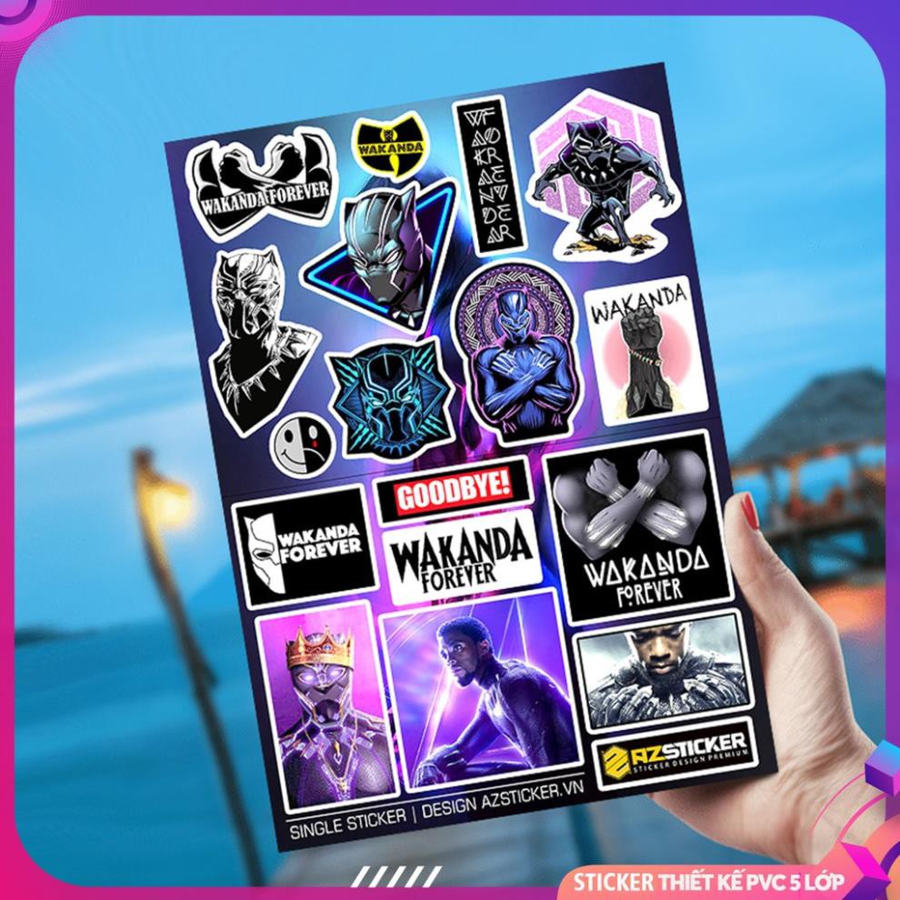 [Siêu Rẻ] [Sticker Single]  Hình Dán Sticker Wakanda | Dán Nón Bảo Hiêm, Điện Thoại, Laptop..PVC Chống Nước.