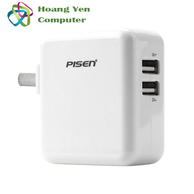 Cốc Sạc Nhanh Pisen Cho IPad 2.4A 2 Cổng USB - BH 1 năm chính hãng
