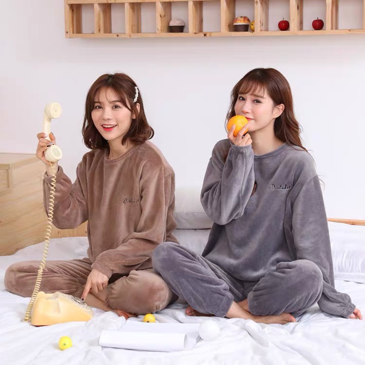 MS356 Bộ lông mặc nhà D.studio siêu ấm, bộ ngủ nữ hot trend | BigBuy360 - bigbuy360.vn