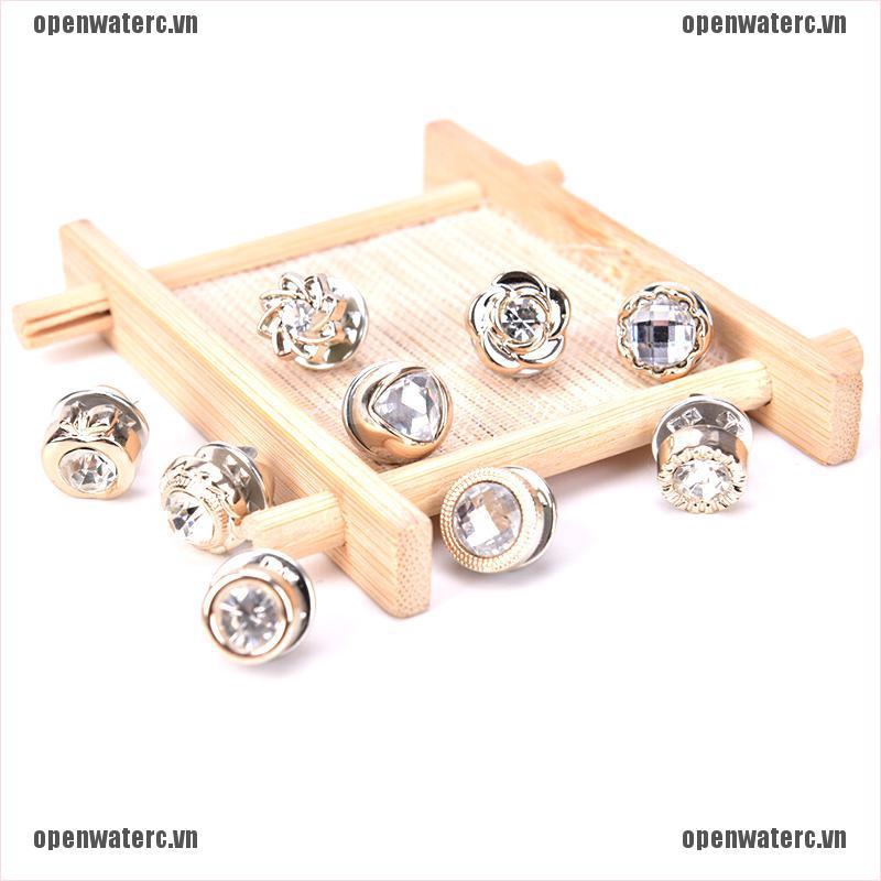 Set 10 Ghim Cài Áo Hình Hoa Đính Ngọc Trai Giả Thời Trang Cho Nữ