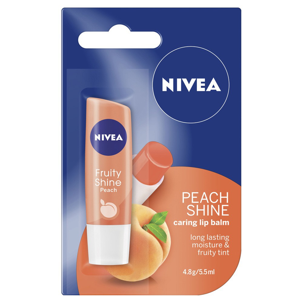 SON DƯỠNG ẨM SẮC CAM HƯƠNG ĐÀO NIVEA PEACH SHINE LIP BALM 4.8G CHÍNH HÃNG - 7166