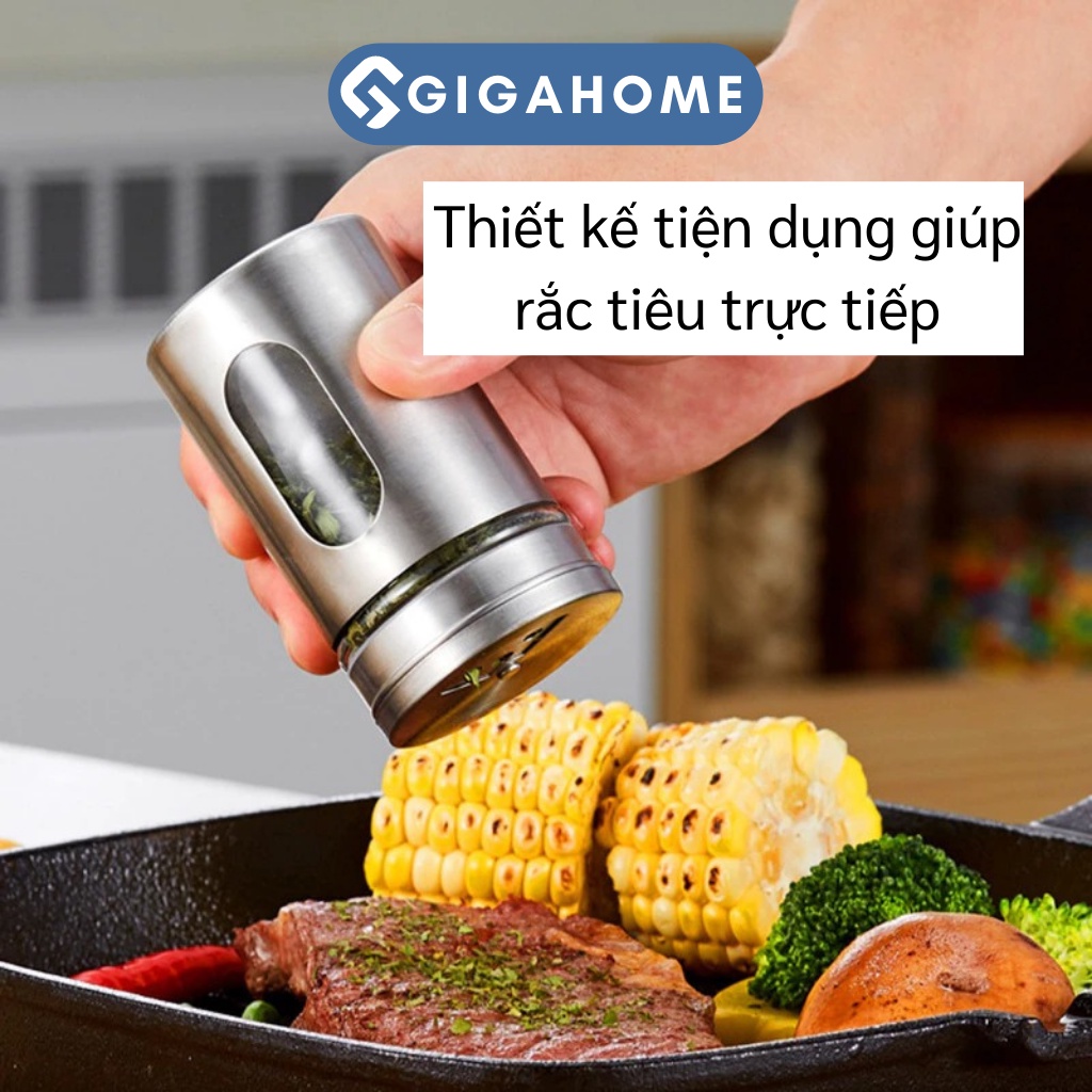 Lọ Rắc Tiêu, Muối GIGAHOME Đựng Tăm, Gia Vị Thân Bằng Thủy Tinh Bọc Thép 9825