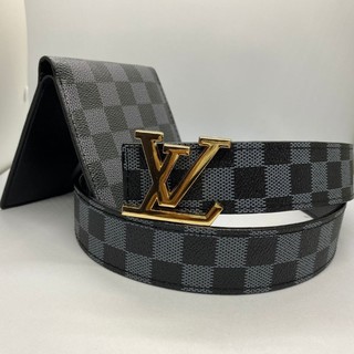 Combo Thắt lưng nam/ dây nịt nam  caro đen + ví da caro đen cao cấp siêu chất