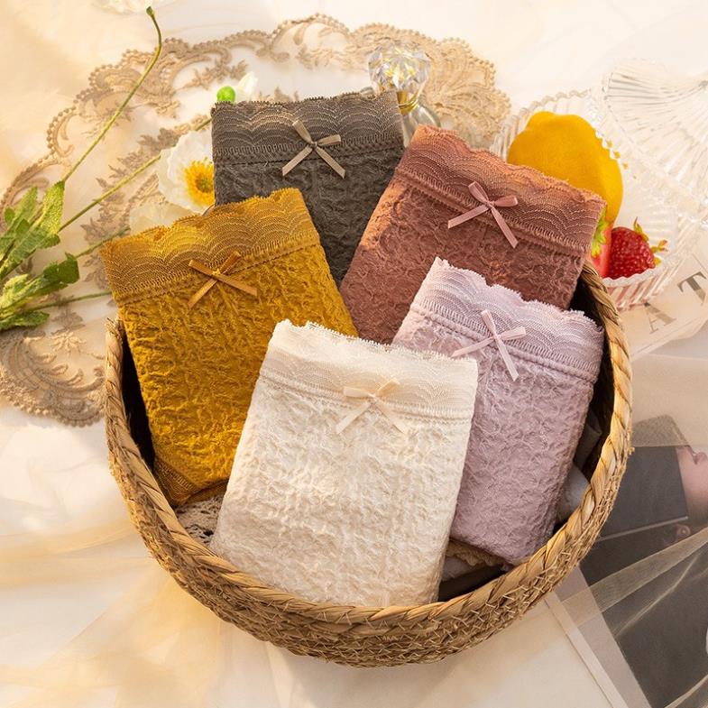 Quần Lót Nữ Kiểu Nhăn Cạp Ren Nơ Siêu Co Giãn ôm mông 5588 - LADY