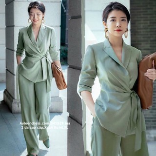 Set bộ đồ áo Vest nữ quần ống rộng cao cấp