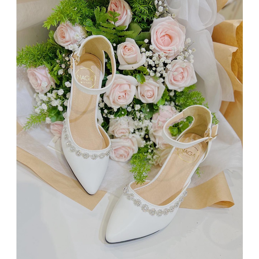 GIÀY CAO GÓT NAGASHOES VIỀN ĐÁ HỌA TIẾT 7CM NAC165