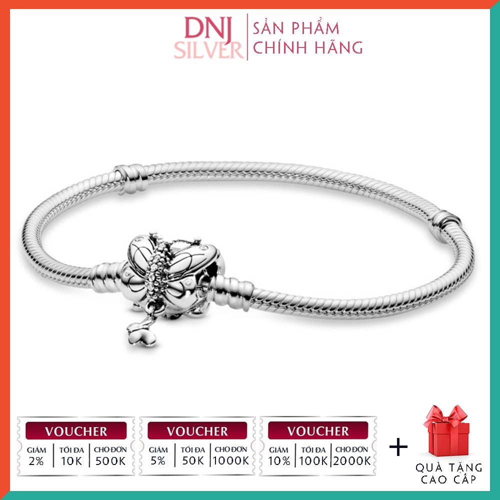 Vòng tay bạc 925 cao cấp - Mẫu vòng Butterfly Clasp Snake Chain Bracelet, chốt khóa hình chú bướm xinh xắn, đáng yêu