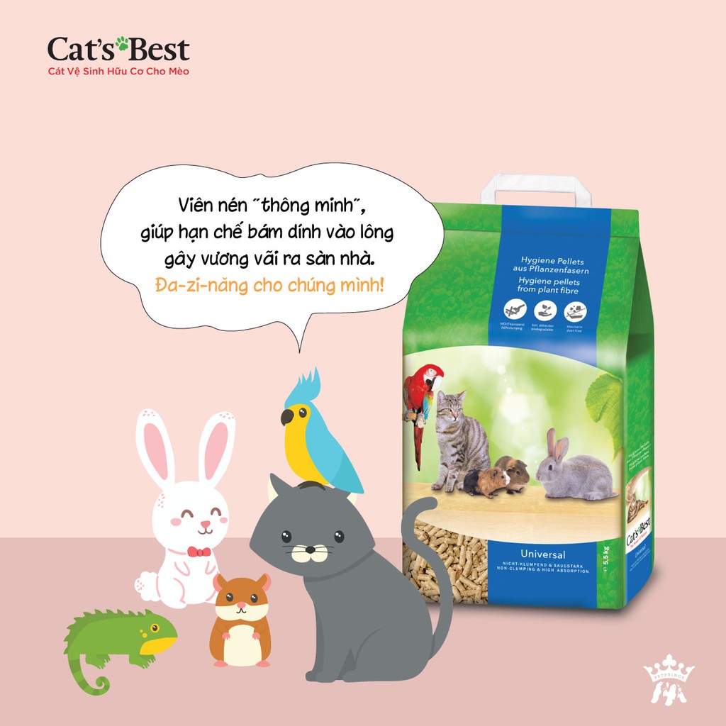 gỗ nén CAT'S BEST 𝐔𝐧𝐢𝐯𝐞𝐫𝐬𝐚𝐥 chuyên dành cho thỏ,bọ,sóc bắc mỹ và mèo (khử mùi đỉnh)