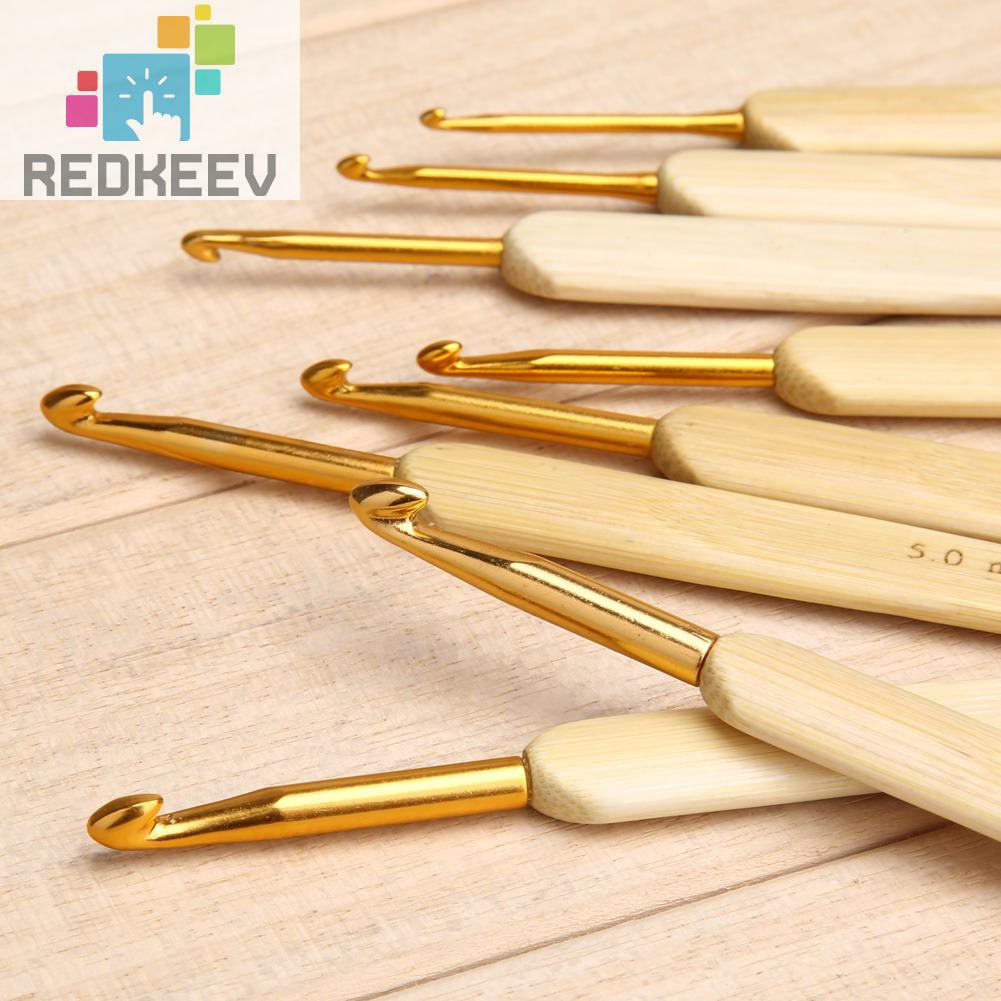Set 8 Kim Móc Len Cán Tre 8 Kích Thước 2.5mm - 6mm Redkeev