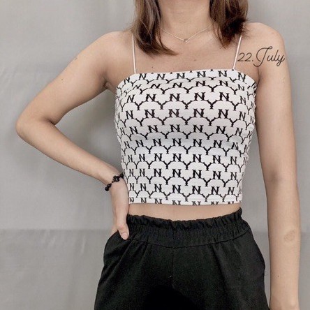 Áo croptop hai dây hoạ tiết NY, có mútẢnh thật hết