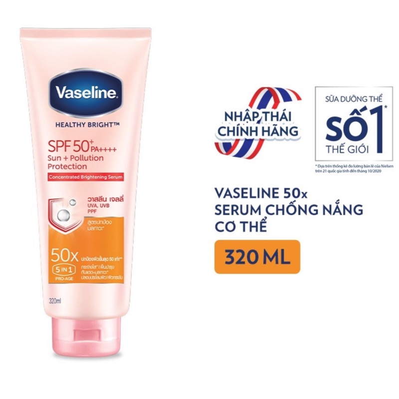 Tình chất chống nắng dưỡng da sáng rạng rỡ VASELINE 320ml