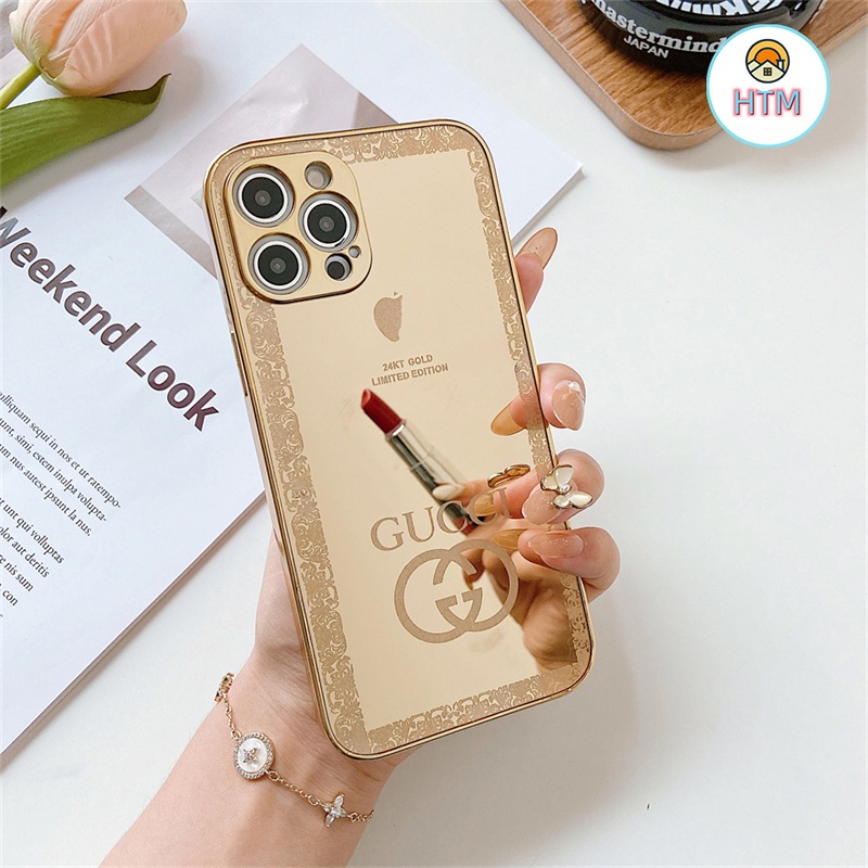 Ốp Điện Thoại Viền Vuông Mạ Vàng Thời Trang Có LOGO Cho IPHONE 13 12 11 PRO MAX XS MAX XR X 7 + 8 PLUS
